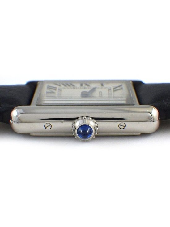 Cartier Watch Tank Must SM Rectangular Silver Dial Roman Index Cowhide SS main image 11